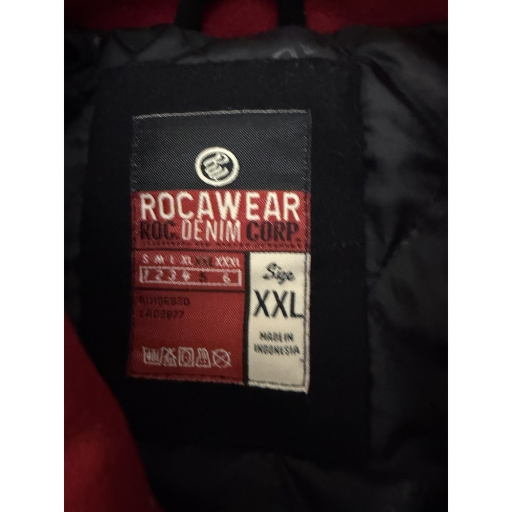 Vintage 1999 ROCAWEAR Button Up Embroidered Jacket Black Red Men's Size 2XL - Picture 6 of 11